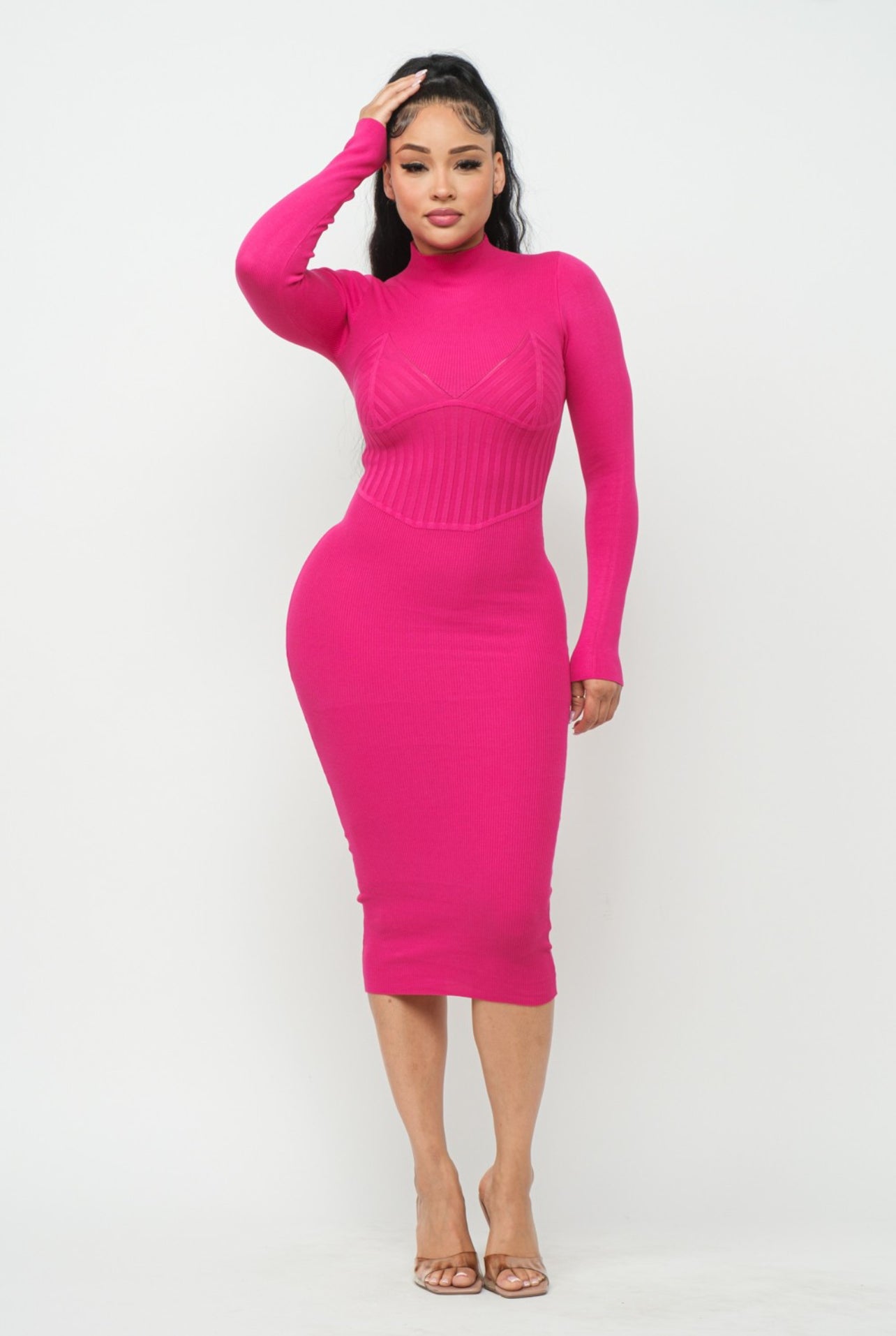 Dobby Fushia Corset Dress