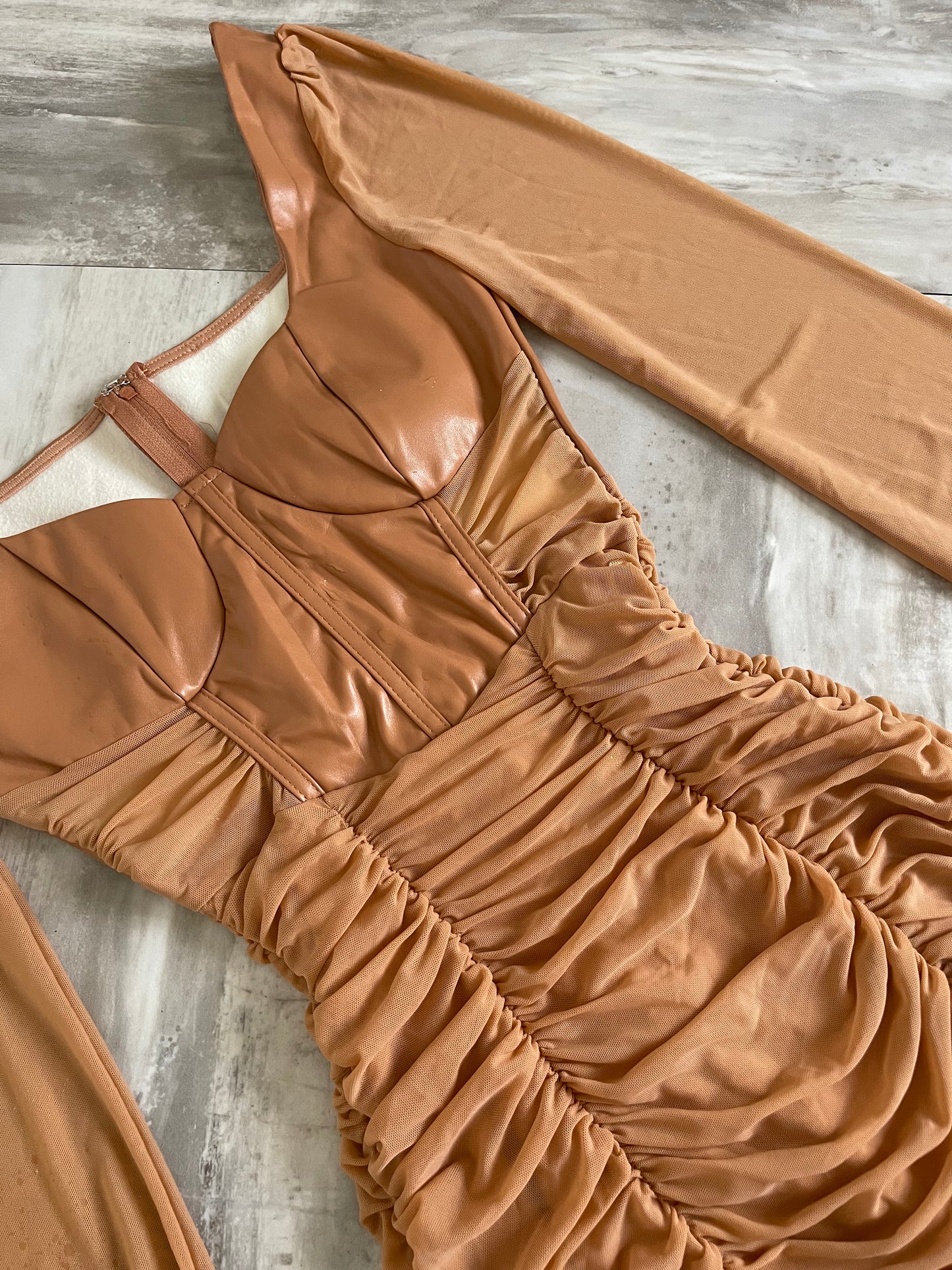 Faux Leather Corset-Inspired Dress