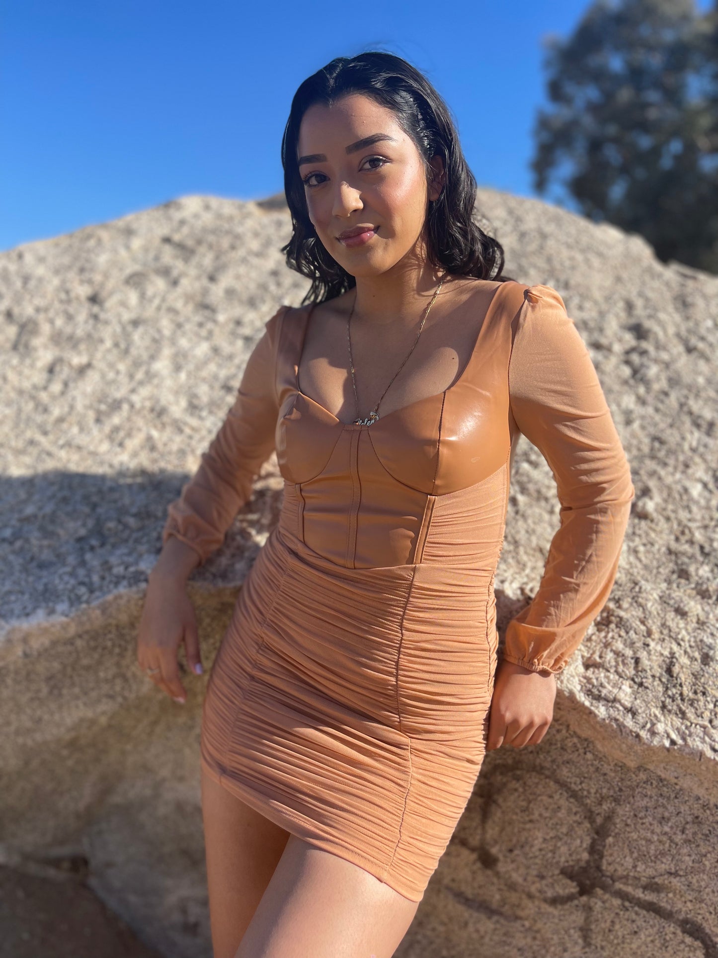 Faux Leather Corset-Inspired Dress