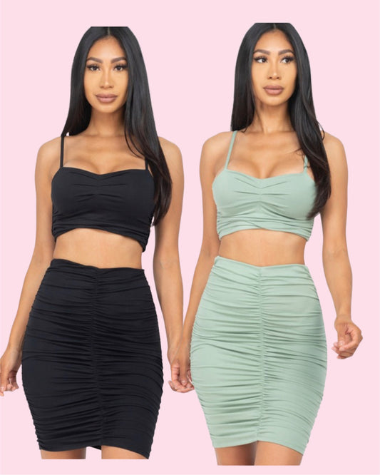 Reina Rushed Skirt Set